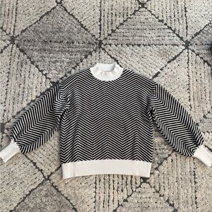 Monochrome Chevron Crew Neck Sweater